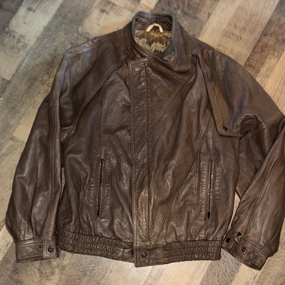 Cortefiel Other - Vintage Cortefiel Brown Leather Jacket | Made in Spain | Men’s 40